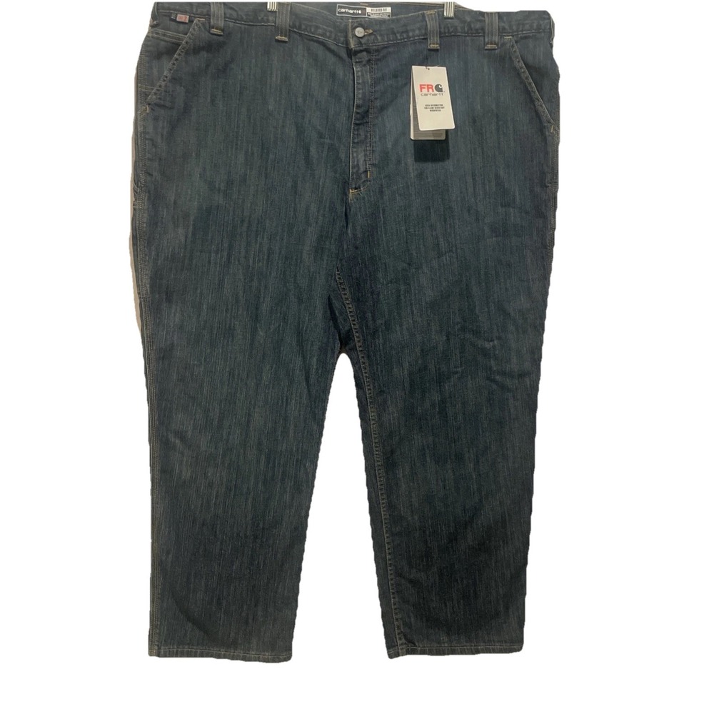 NWT Carhartt FR Jeans‎ 50x30 Blue Denim Workwear Relaxed Fit Straight Leg Mens
